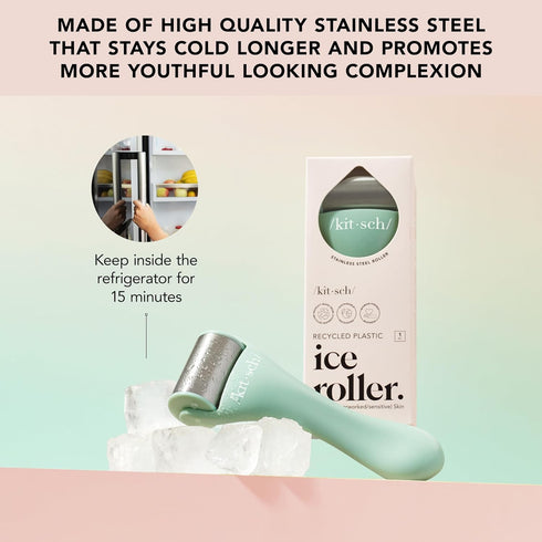 Kitsch Ice Roller for Face, Redness Reducing Skin Care Tool, Cold Face Roller for Migraine Relief & Puffy Eyes (Minty