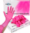 FINITEX Pink Nitrile Disposable Gloves - 3.5mil, 100PCS Powder Free Latex Free Cleaning Medical Exam Food Gloves