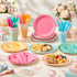 Zhehao 175 Set Pcs Candy Colors Party Supplies Colorful Disposable Tableware Kit with Plates, Cups, Napkins, Cutlery