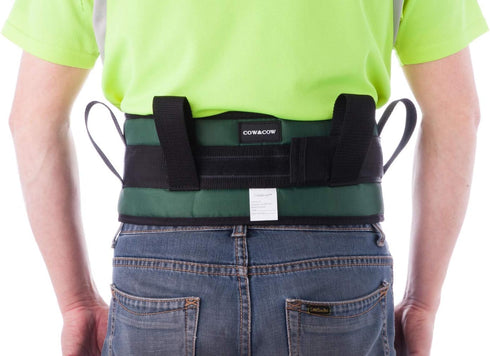 COW&COW Padded Gait Belt with 4 Handles, Quick Release Buckle, 5.5 inches (Black, Large)