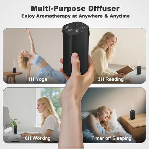 Waterless Essential Oil Diffuser with Handle, Scent Diffuser for Car Home Office Bathroom with Timer, Small