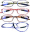 AQWANO 4 Pack Computer Reading Glasses, Blue Light Blocking Lightweight TR90 Flexible Frame UV Protection Readers +2.5