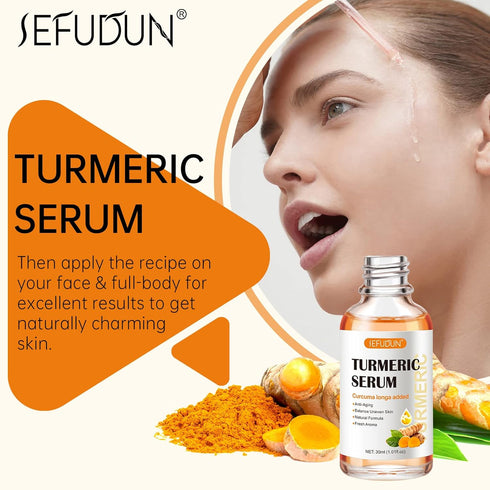Turmeric Serum for Dark Spots, 1 Fl Oz, Anti Aging Facial Serum for Face & Body, Reduces Hyperpigmentation