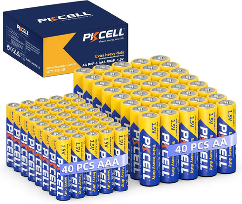 PKCELL AA Batteries & AAA Batteries 80 Count, 40 Double A Batteries and