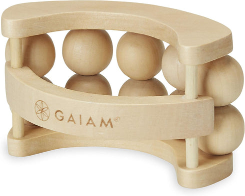 Gaiam Relax Massage Ball Roller - Handheld Wooden Total Body Massager for Back, Neck, Foot, Leg, Arm Relief