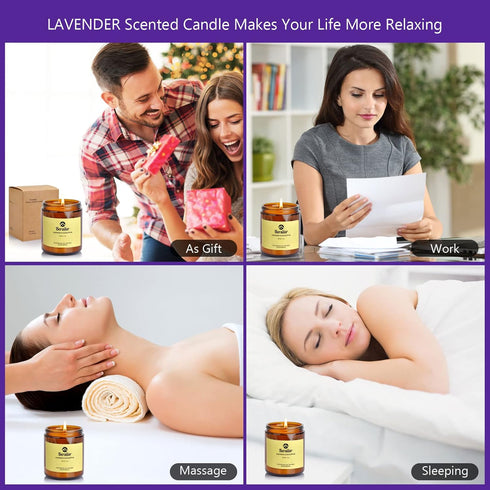 Set Lavender Eucalyptus & Sage Sea Salt Candles - Stress Relief Gift