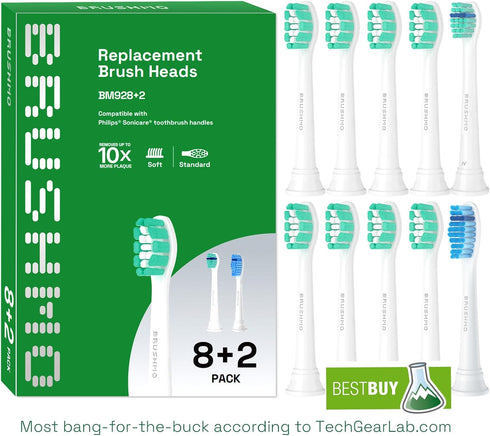 Brushmo Replacement Toothbrush Heads 10 pc Variety Pack Compatible with Philips Sonicare Electric Toothbrush