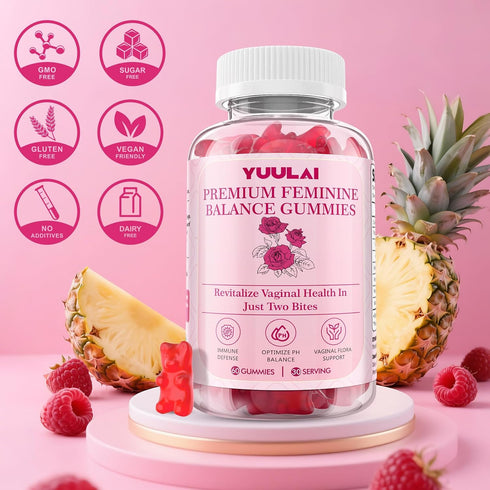 Pack 2 Gummies, Gummies 120 of Premium Feminine Balance Hawaiian Pineapple Feminine for Women PH Balance & Vaginal