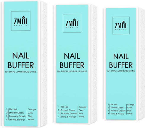 Pro Nail Buffer Block – 3 Pack, Luxurious Shine Korean 4-Way Nail Buffing Block for Home and Salon
