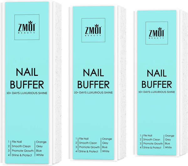 Pro Nail Buffer Block – 3 Pack, Luxurious Shine Korean 4-Way Nail Buffing Block for Home and Salon