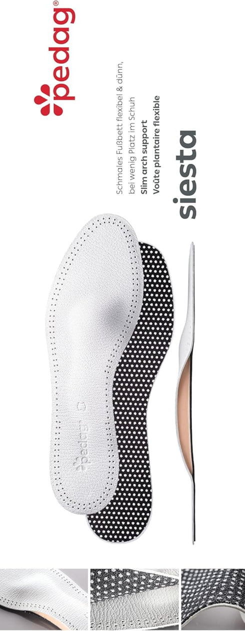 W7/EU 37 Pedag Siesta Insoles | Made in Germany | Arch Support for Flat Feet | Flexible Metatarsal Support | Ideal