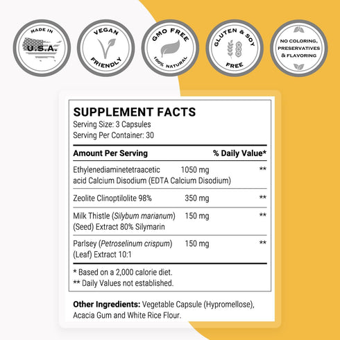 Supersmart - EDTA Zeolite 98% (Advanced Formula) with Milk Thistle & Parsley - 90 Vegetarian Capsules Made in USA