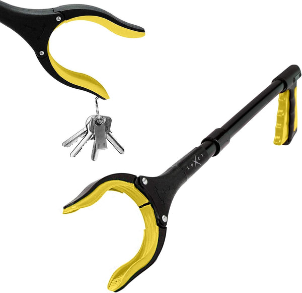 Grabber Reacher Tool, 19 Inch Long Foldable Pick Up Stick, Heavy Duty Trash Picker with Magnetic Tip, Yellow