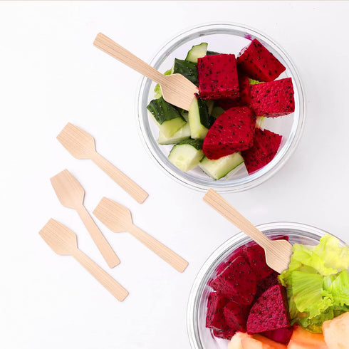 Mini Bamboo Utensils | 200PK Mini-Bamboo Spoons 3.54" Rectangular Disposable Small/Tiny Bamboo Spoon for Jelly/Pudding/Yogurt/Desert/Cake/Tasting Natural 100% Compostable Biodegradable Renewable