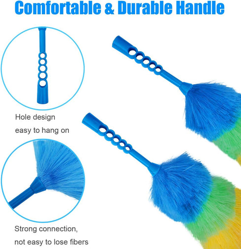 3 Pack Upgrade 19” Rainbow Static Feather Duster with Washable Head - Bigger Head, More Fibers, Less Loss