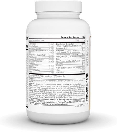 Source Naturals Life Force Multiple Iron Free Daily Multivitamin, High Potency Vitamins, Minerals & Antioxidants - 120