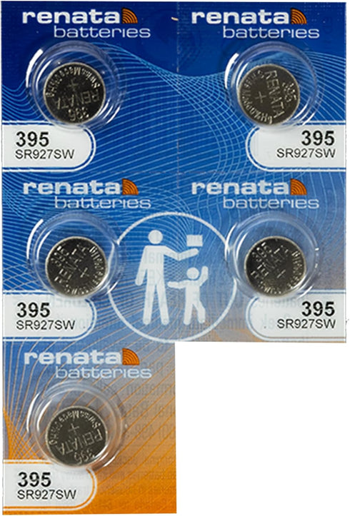 Renata 395 Button Cell Watch Battery, 5 Pcs