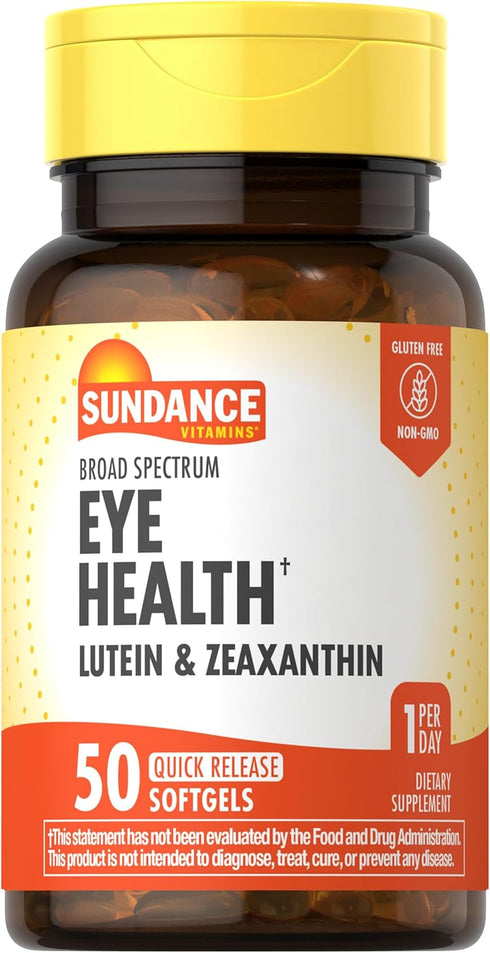 Sundance Lutein and Zeaxanthin Supplement - 50 Softgels for Eye Health, Non-GMO & Gluten Free.