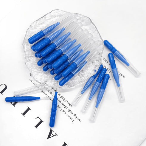 Quacc 50pcs Soft Interdental Brush Flossers, Blue, Oral Flossing Head Tooth Cleaning Tool for Effective Dental Care
