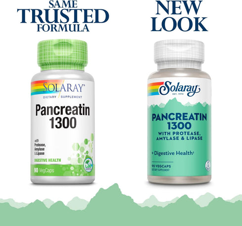 SOLARAY Pancreatin Supplement, 1300 mg, 90 Count