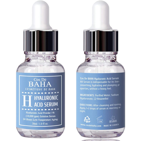 Pure Hyaluronic Acid 1% Serum, 10,000ppm Hydrating Face Serum for Fine Lines, 1 Fl Oz (30ml)