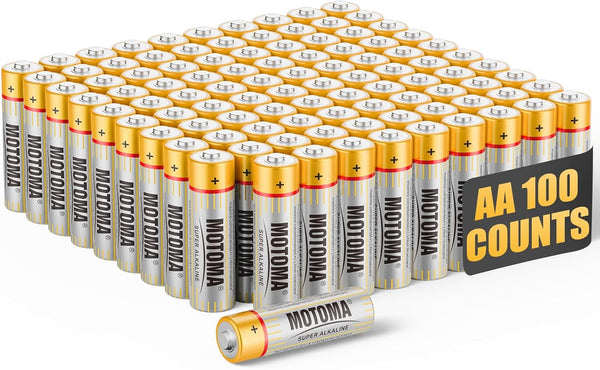MOTOMA 1.5V AA Batteries 100 Pack 1920mAh Alkaline Double A Batteries 10 Year