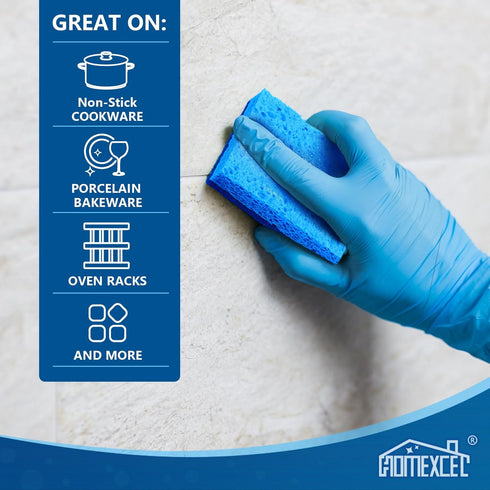 HOMEXCEL Kitchen Sponges, 12 Pcs, Non-Scratch Scrub Dish Sponges, Dual Sided Cleaning for Kitchen, Bathroom, Household