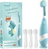 Papablic Toddler Sonic Electric Toothbrush, Ages 1-3, Baby Toothbrush with Dino Cover, Smart LED Timer, 4 Brush Heads