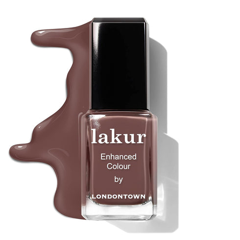 LONDONTOWN lakur Nail Polish, Chip-Resistant, Non-Toxic, Glossy Creamy Brown, Natural Charm, .40 fl oz