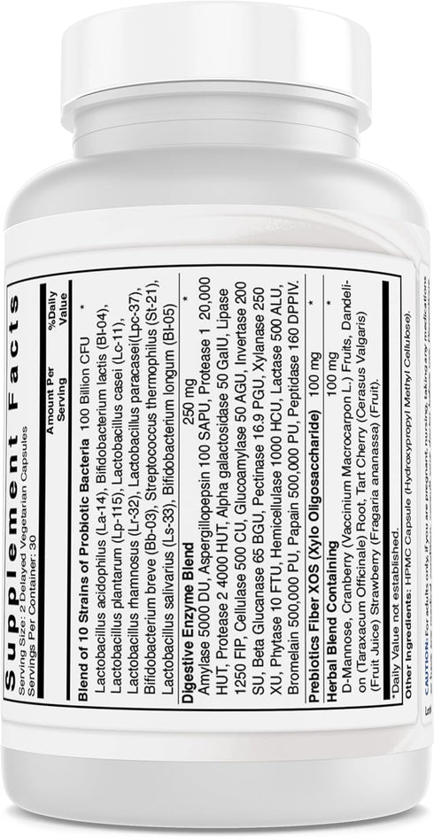 Best Naturals Probiotics for Women - 60 Delayed Capsules, 100 Billion CFU, 10 Strains + Prebiotics & Digestive Enzymes