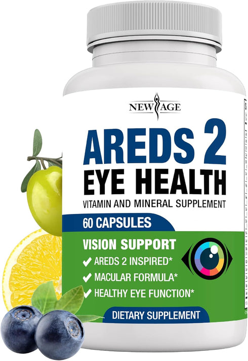 NEW AGE AREDS 2 Eye Vitamin with Bilberry 6000mg, Lutein & Zeaxanthin, 60 Count