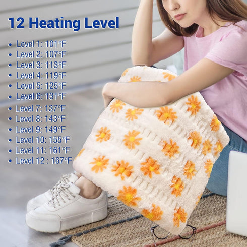 ZXU Heating Pad for Back Pain Relief, Ultra Soft Sherpa, XL King Size 12" x 24", Moist Heat, 12 Heat Levels, Machine