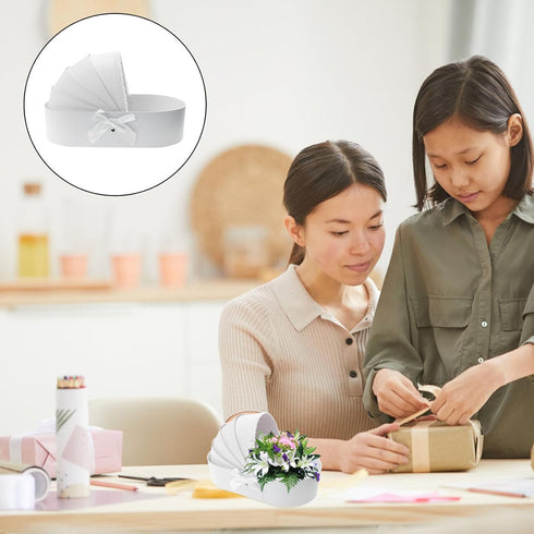 Packing, Packaging Cabilock Shower Floral Arrangement Box with Fresh Flower White Paper Wrapping Box for Newborn
