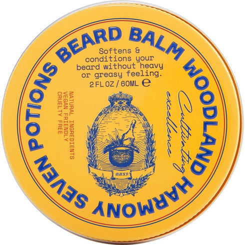 Seven Potions Beard Balm 2 oz. 100% Natural Softener with Jojoba Oil - Nourishes and Softens Beard (Woodland Harmony)