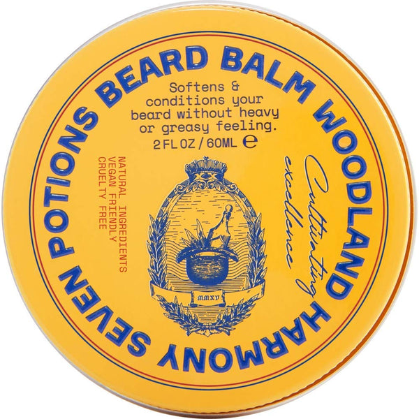 Seven Potions Beard Balm 2 oz. 100% Natural Softener with Jojoba Oil - Nourishes and Softens Beard (Woodland Harmony)