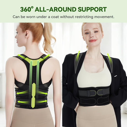 Yowayonoe Posture Corrector for Women and Men, Invisible Full Back Support Brace with Enhanced Breathable Mesh