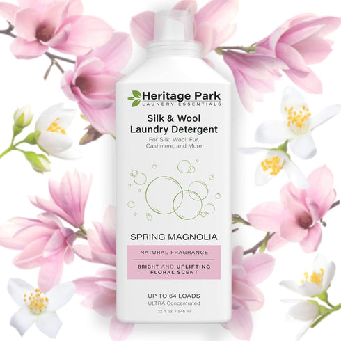 Heritage Park Silk & Wool Spring Magnolia Floral Scent Laundry Detergent, pH-Neutral, Enzyme-Free, 32 fl oz, Up to 64