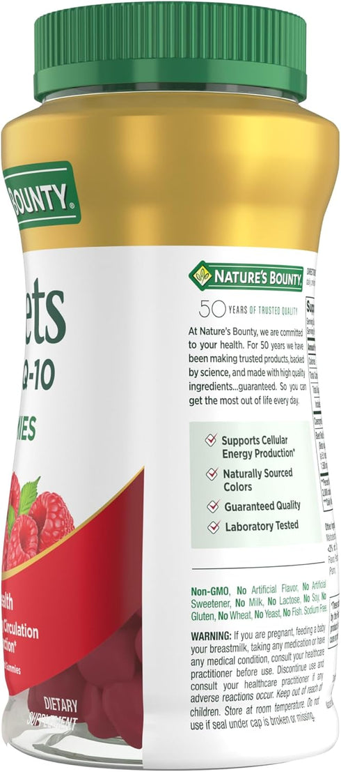 Q-10 Gummies Q10, 60 Gummies Natures Bounty Beets & Co for Heart Health, Coenzyme Beet Root Extract, Supports Healthy