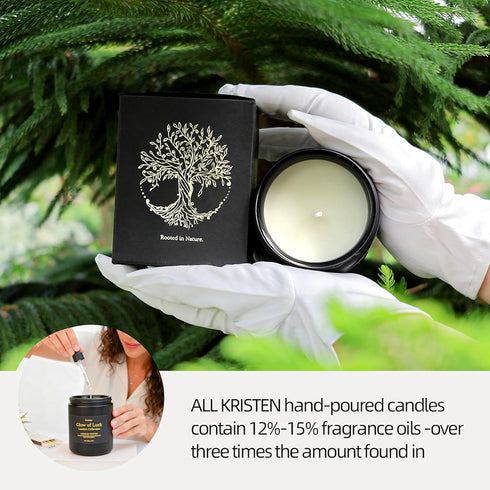 Kristen 7.05oz, 42-Hour Luxury Candle Gift for Men Cedarwood & Vetiver Soy Candle, Handcrafted Black Jar, Burn, Premium