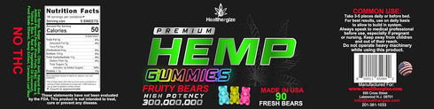 Hemp Gummies Premium Hemp Oil Gummy Bears - Natural Calm, Peace and Relaxation, Promote Sleep, Made in USA