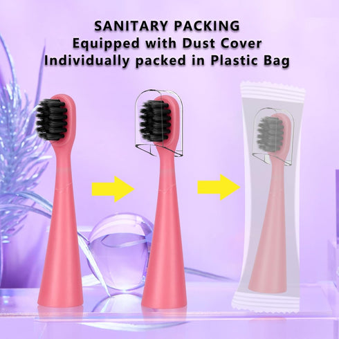 Compatible with Burst Kids Electric Toothbrush Replacement Heads, 6 Pack, Light Pink