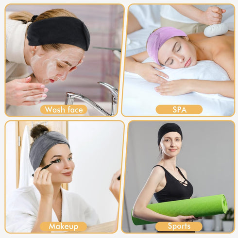 SINLAND Ultra Soft Adjustable Headband for Women, Makeup Hair Band with Magic Tape