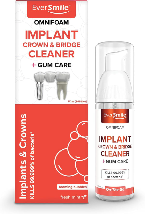 Eversmile OmniFoam Dental Cleaner, Cleaning Foam for Implants, Crowns, and Bridges, Pack of 1, 50ml Bottle