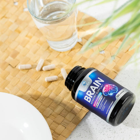 Brain Supplements for Memory and Focus - Nootropic Support with Bacopa, Cognitive Vitamins, 120 Capsules
