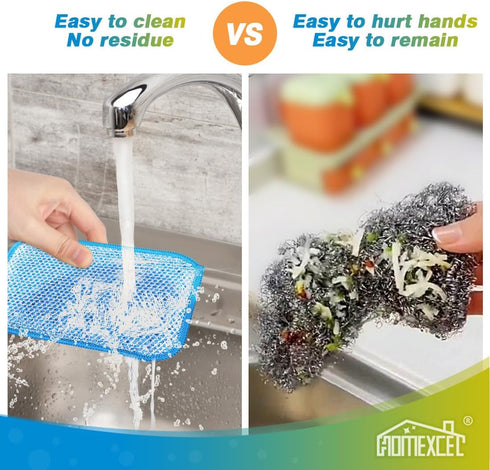 HOMEXCEL 12 Pack Scrub & Wipe Cloths, Non-Scratch Wire Dishwashing Rag for Kitchen, All-Purpose Cloth for Cookware