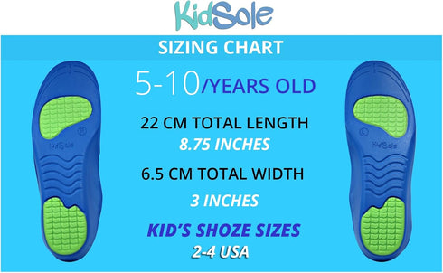 Neon Fix Orthotic Premium Medical Grade Insole - Max Arch Support for Pronation, Flat Feet, Kids Size 2-4 (22 CM)