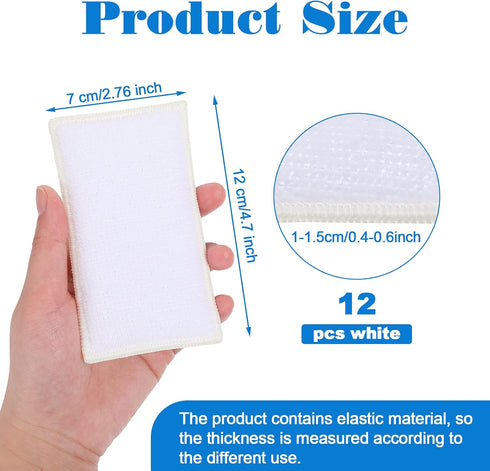 12 Pcs Interior Scrubbing Sponge for Leather, Plastic, Microfiber Kitchen Sponge, Double Sided Cleaning Kit
