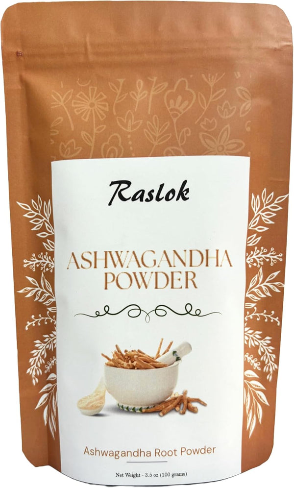 Ashwagandha Root Powder - Finest Grade A Non-GMO, Vegan & Raw from India (3.52 Oz)