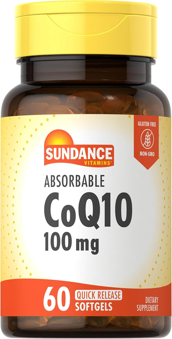 CoQ10 100mg | 60 Absorbable Softgels | Non-GMO and Gluten Free Supplement by Sundance