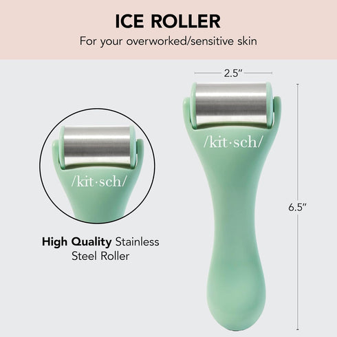 Kitsch Ice Roller for Face, Redness Reducing Skin Care Tools, Face Massager for Migraine Relief & Puffy Eyes, Self Care Cold Face Roller, Facial Tools for Jawline & Lymphatic Drainage (Minty Green)